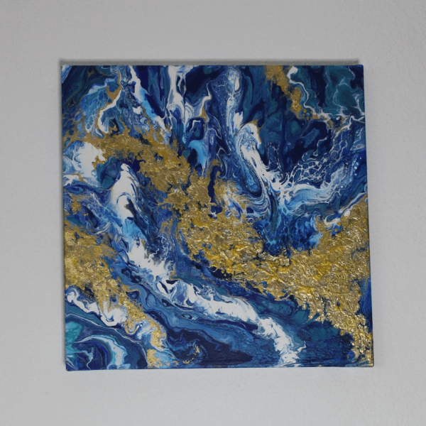 Blau Gold Fluid Art