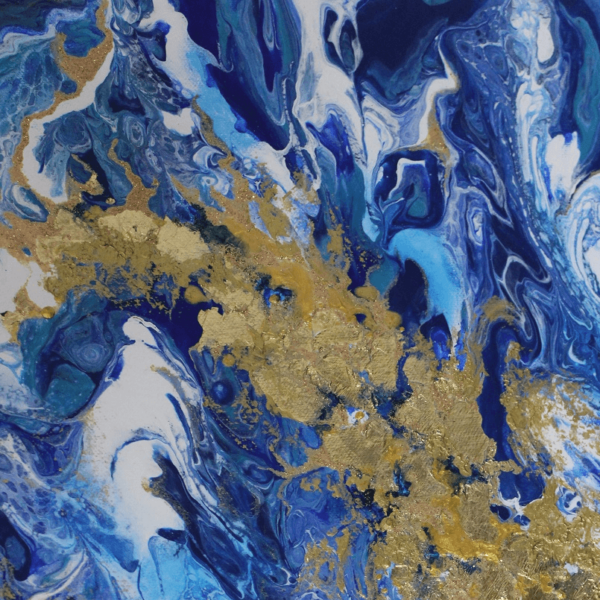 blaue goldene fluid art